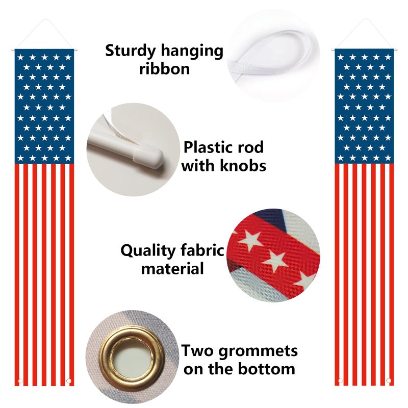 Labrostar Patriotic Decorations - 4th of July Decorations Outdoor Hanging American Flag Banners Porch Sign for Veterans Memorial Labor Presidents Flag Election Day - Image 3